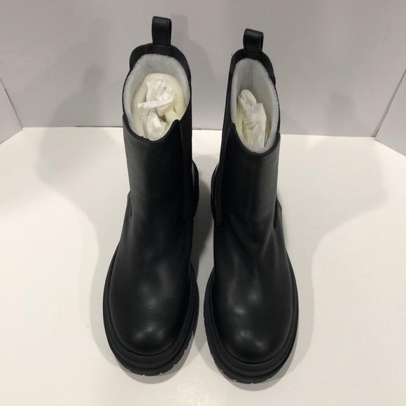 NWT Good American Leather Chunky Chelsea Combat Black Biker Boot - New in Box - Picture 7 of 12